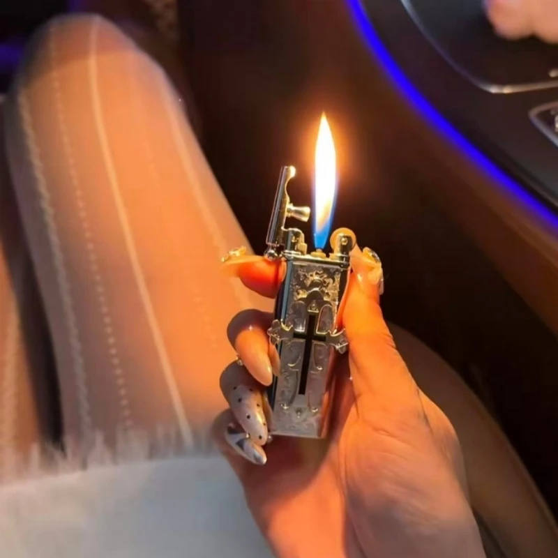 

Metal Beautiful Inflatable Lighter Portable Grinding Wheel Butane Gas Lighter Cigarette Accessories High-end Smoking Gift
