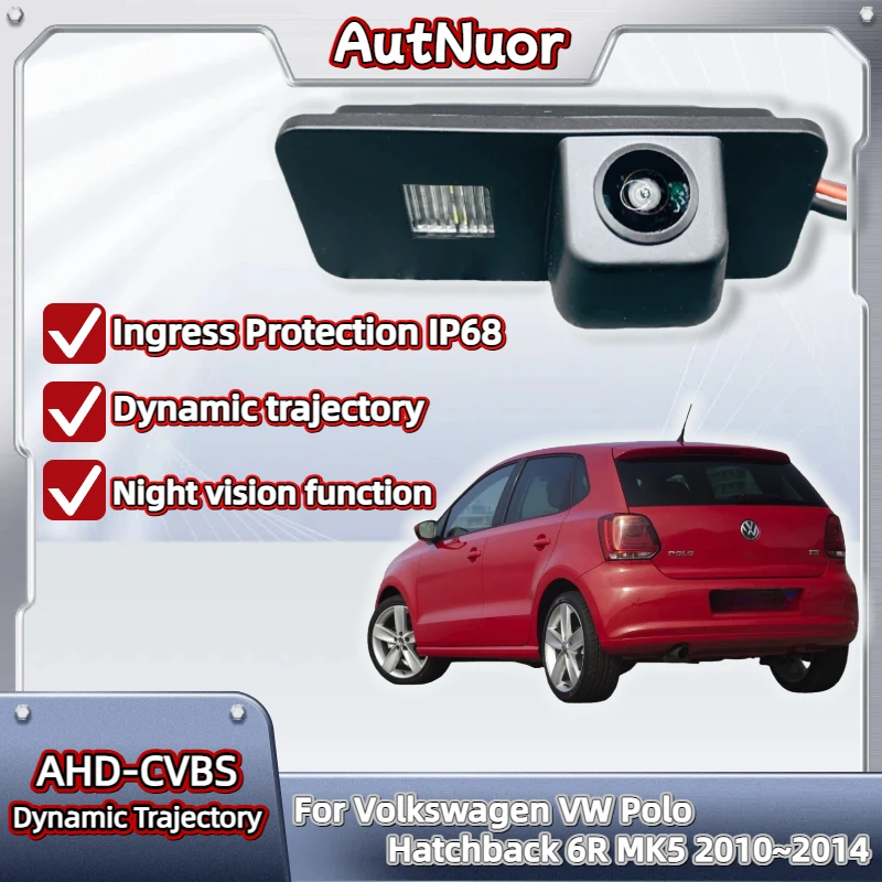 HD عين السمكة عكس الكاميرا ل Volkswagen VW Polo Hatchback 6R MK5 2010-2014 للرؤية الليلية الرؤية الخلفية احتياطية وقوف السيارات CCD #1