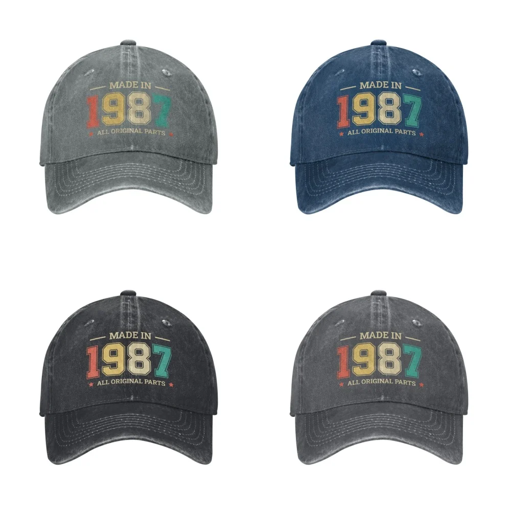 

Made In 1987 All Original Parts Baseball Cap Men Dad Hat Unisex Hip Hop Cap Adult Denim Trucker Cap Summer Sport Sunscreen Hat