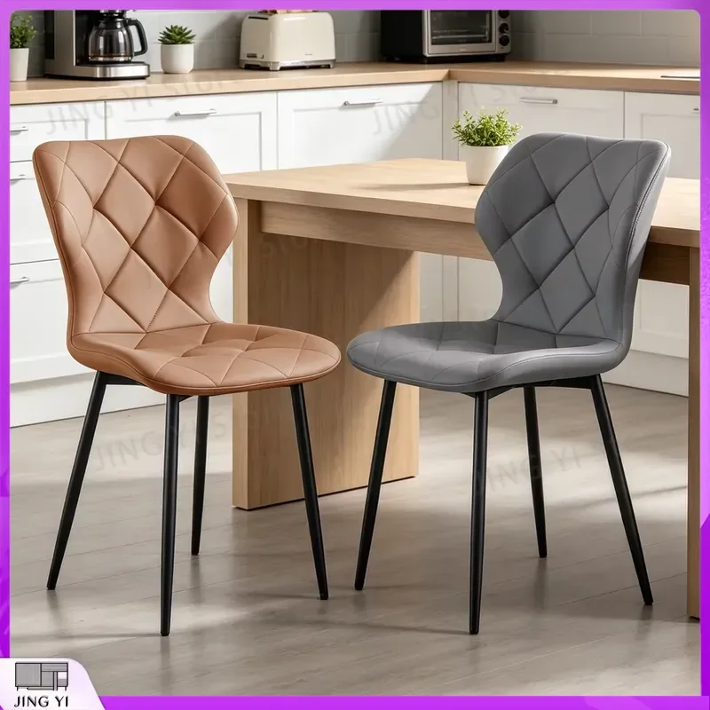 Dining Chairs Set of 2 or 4 Modern Kitchen Accent Chairs Velvet Faux Leather Thickened Backrest Matte Metal Legs