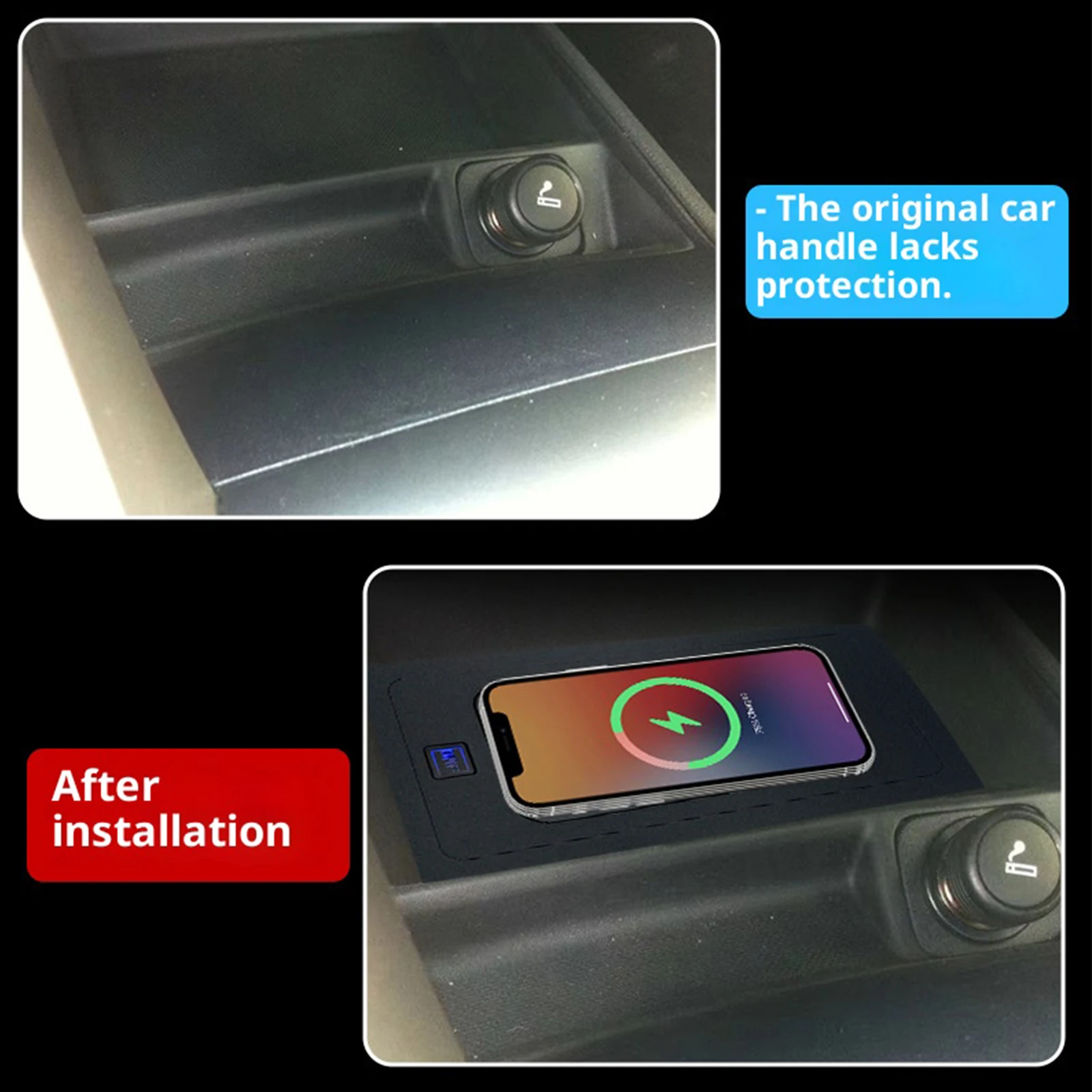 2 DIN for Ford Mondeo 2013-2017 Car Wireless Mobile Phone Charger Center Console Storage 18W iPhone fast charge plate holder