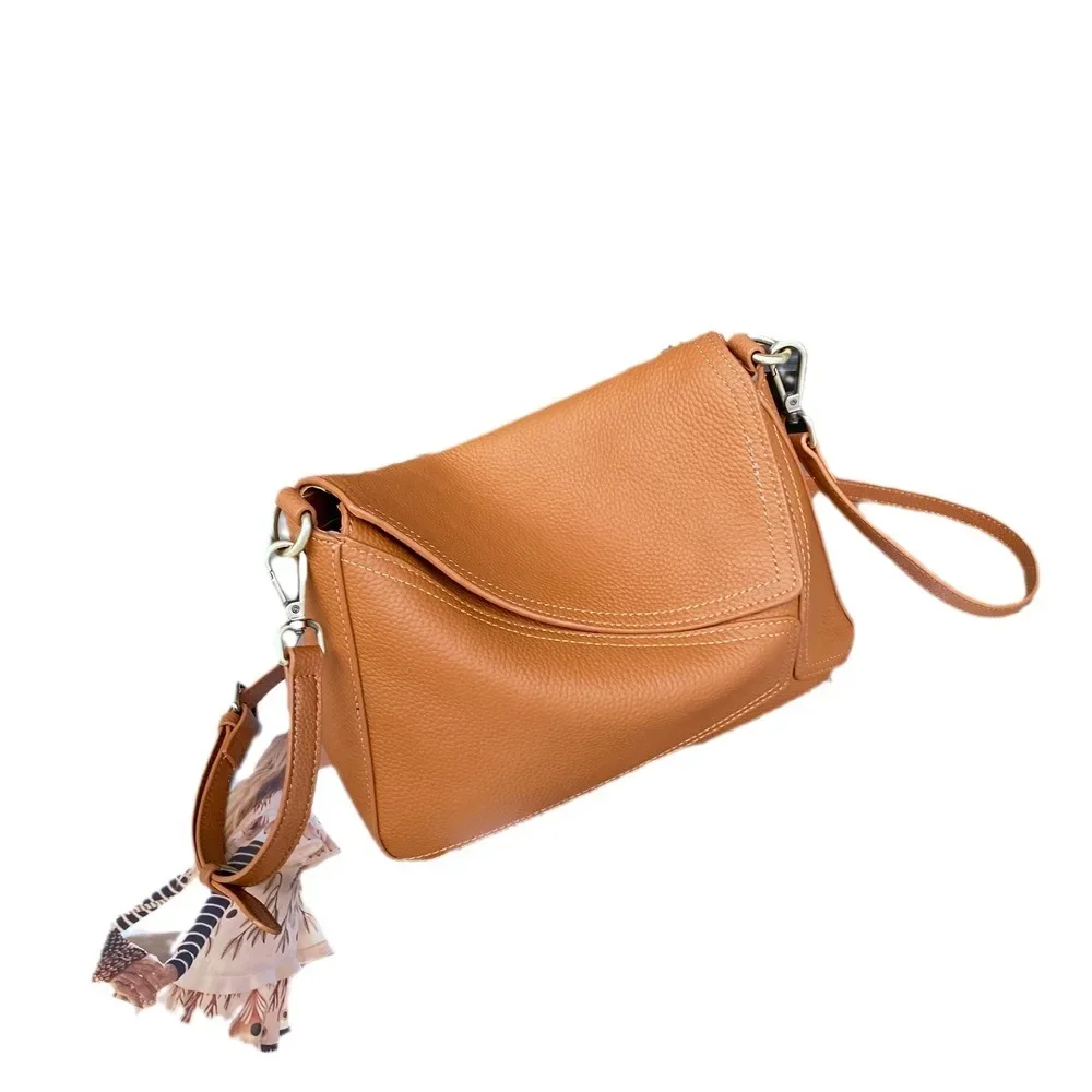 Bag Women Shoulder Underarm Bag Geometric Bag Female Genuine Leather Pillow Bag TOGO First Layer Cowhide Messenger Bag