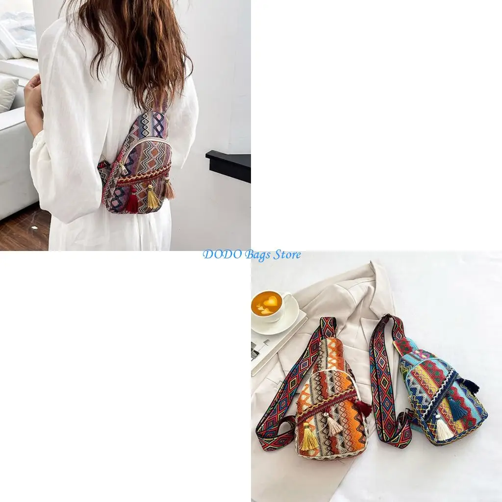 

Маленькая сумка на слинге, нейлоновая сумка через плечо, рюкзак на слинге в богемном стиле для женщин