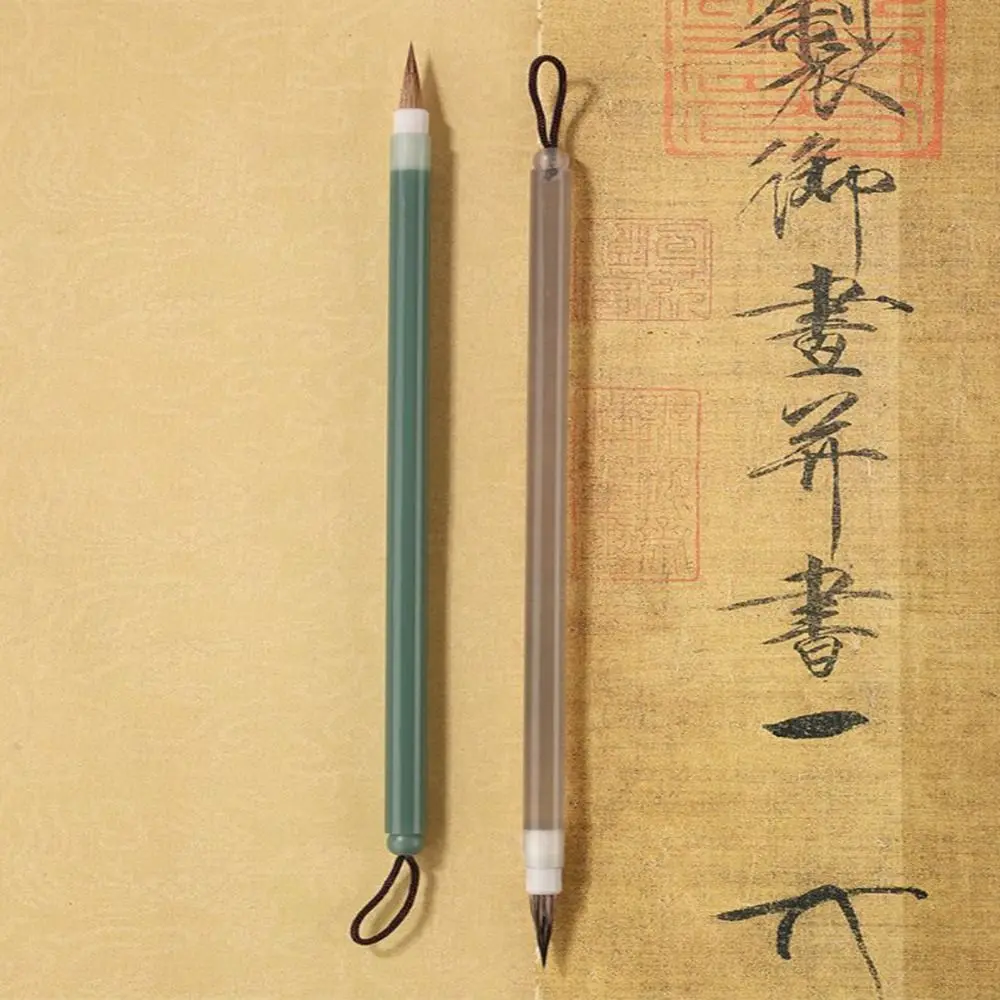 Chinese Hook Line Fine Paint Brush, Wolf Hair, Crisperding Script, Writing Brush, Aço Inoxidável, Slender Gold