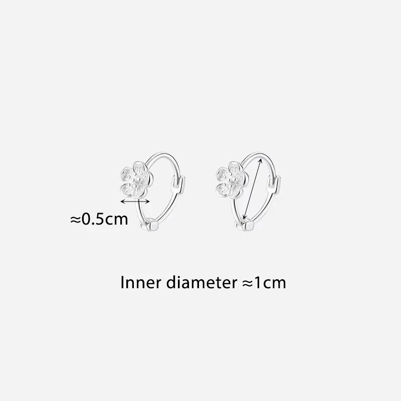 Silver Color Minimalist Exquisite Flower Hoop Earrings for Charm Women Sweet Cute Fashion Jewelry Daily Accessories
