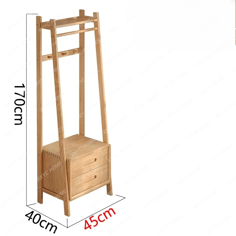 Y All solid wood secondary net hanger Nordic style log color storage coat rack integrated bedroom floor