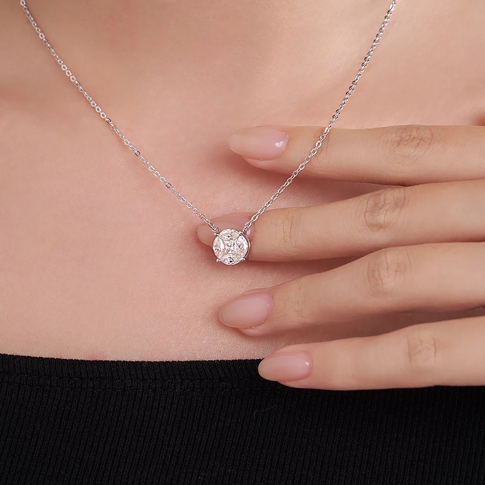 11.5mm Cluster Moissanite pendant Necklace with Certificates S925 Silver Princess/Marquise Cut Lab Diamond Neck Chain For Women