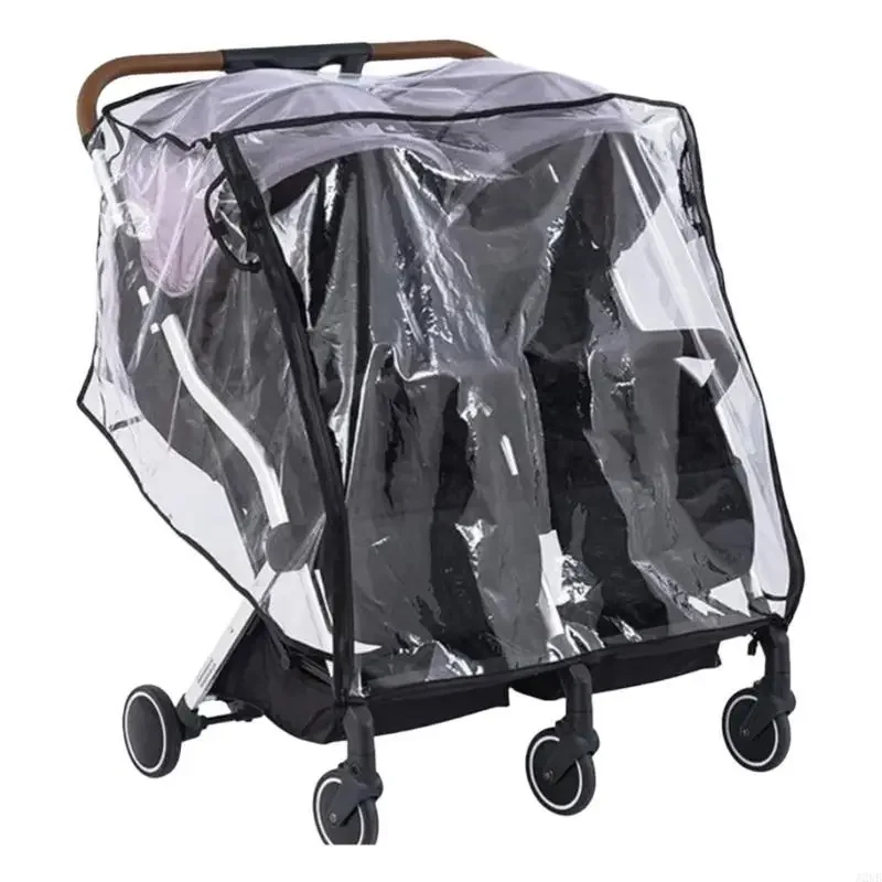 Capa de chuva universal para carrinhos duplos, capa protetora à prova de vento para bebê gêmeo A2UB