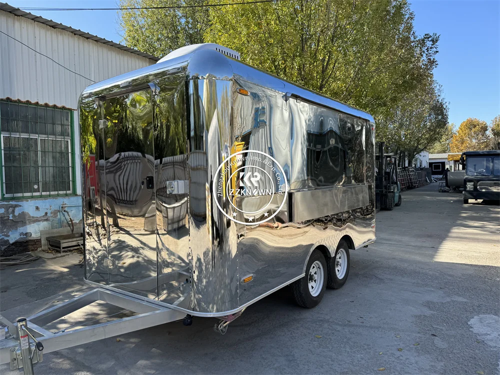 Concession Fast Food Cart Mobile Kitchen Fully Catering Equipments Truck Snack Coffee Food Trailer Airstream  With Wheels