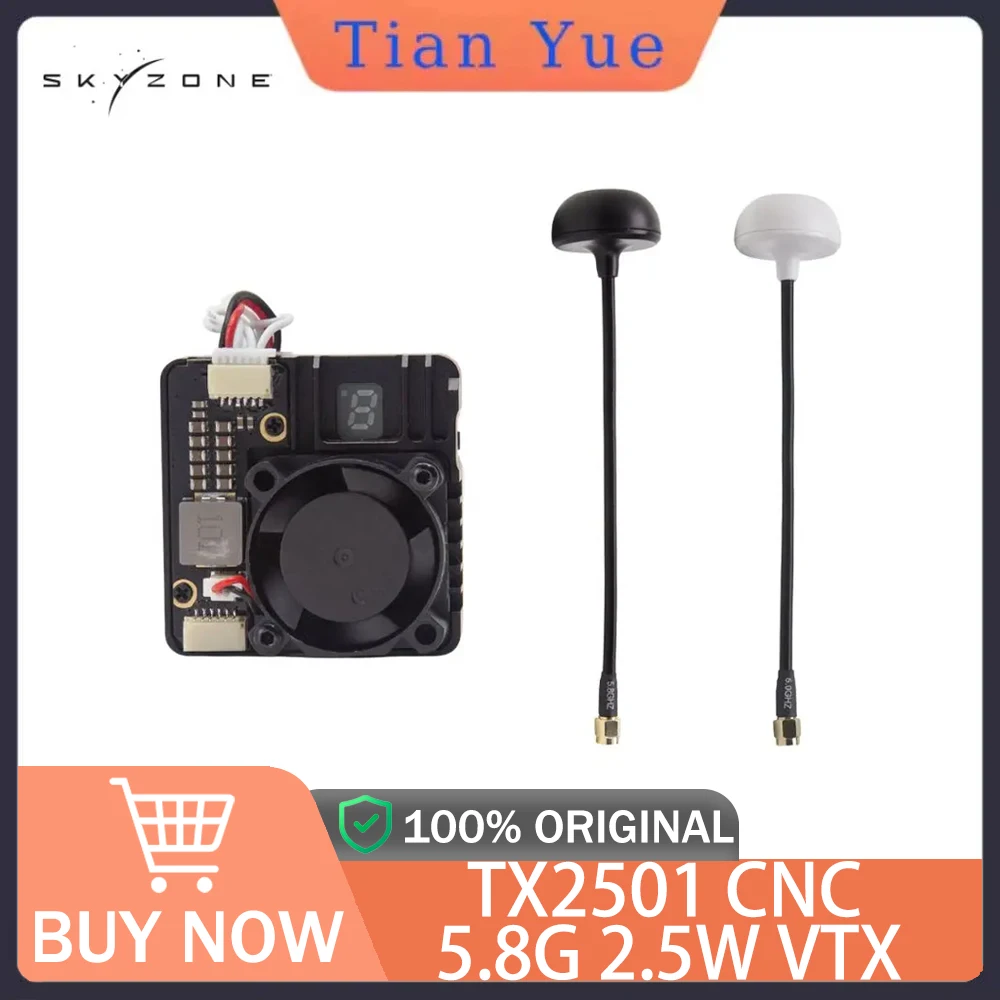

SKYZONE TX2501 Long Range FPV VTX - 5.8G 2.5W 56CH Video Transmitter with CNC Heat Sink for Professional Racing Drone