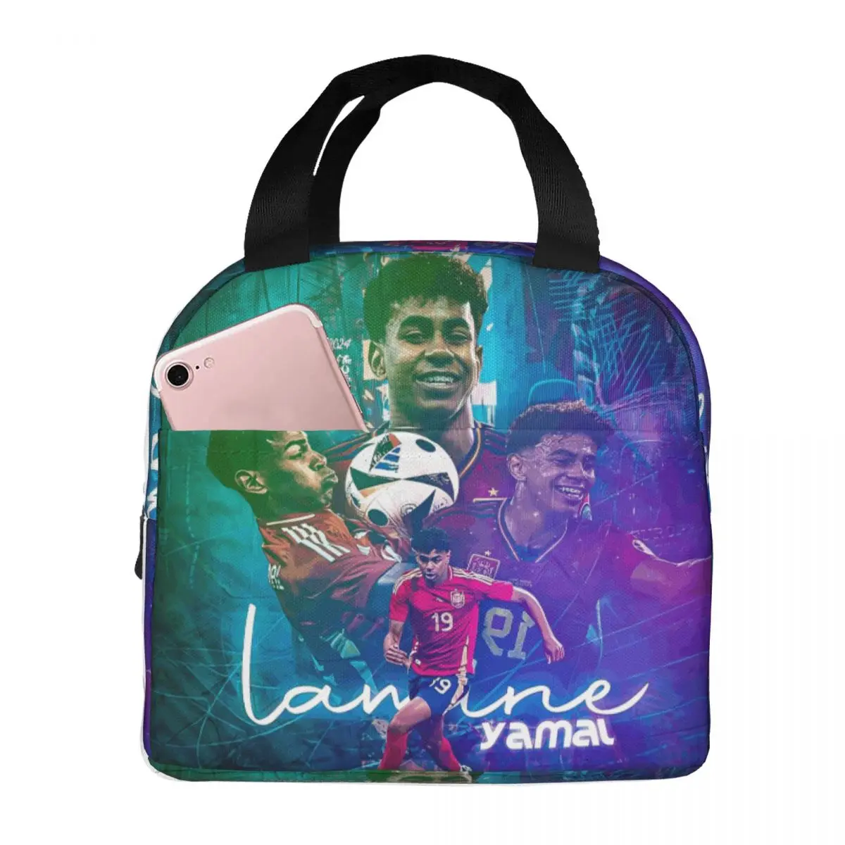 Insulated Lunch Bag Lamine Y-Yamal Accessories Football Star Lunch Food Box Ins Style Cooler Thermal Bento Box For School