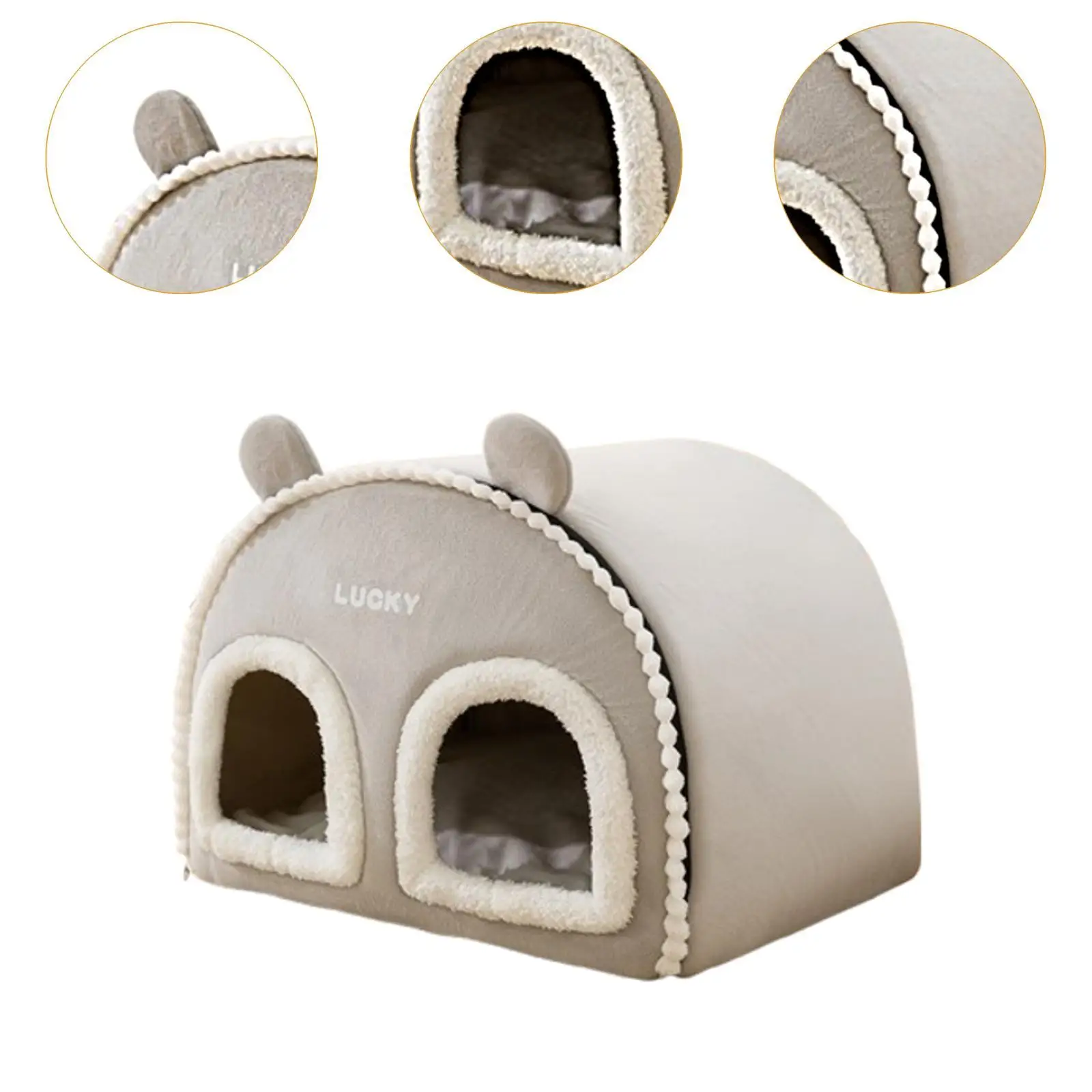 Indoor Enclosed Cat House, 20 X 15.7 X 15.7 Inch Warm Cave for Outdoor Travel, Comfortable Kitten Nest, Tent