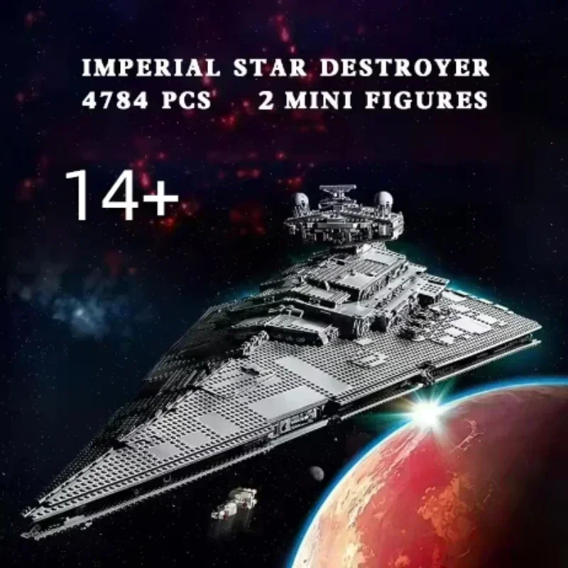 Moc 75252 UCS Imperial Destroyer Display Blocos de Construção Tijolos Brinquedo Super Grande Ultimate Spacecraft Presentes de Aniversário de Natal