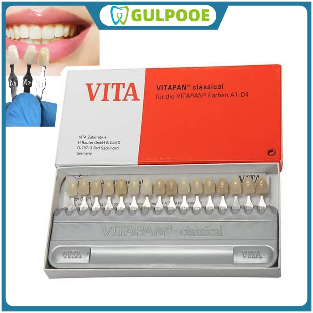 

GULPOOE Dental 16 Colors Guide Vita Tooth Model Colorimetric Plate Model Teeth Colorimetry Oral Material Dental Use Colorimeter