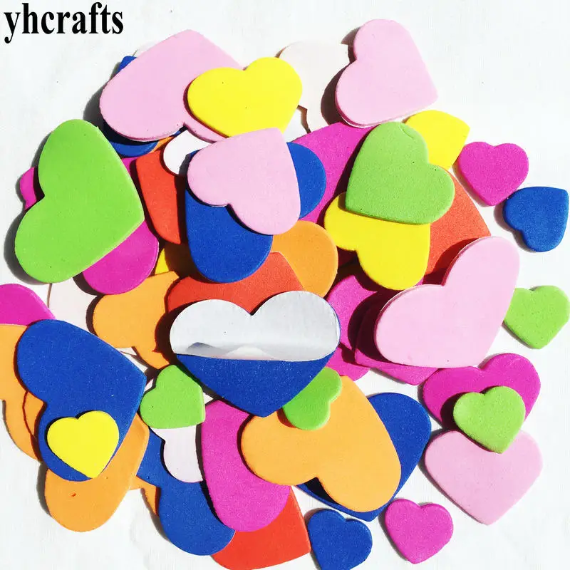 500PCS Colorful heart foam stickers Kindergarten arts crafts Reward label pciture wall label  OEM bulk wholesale