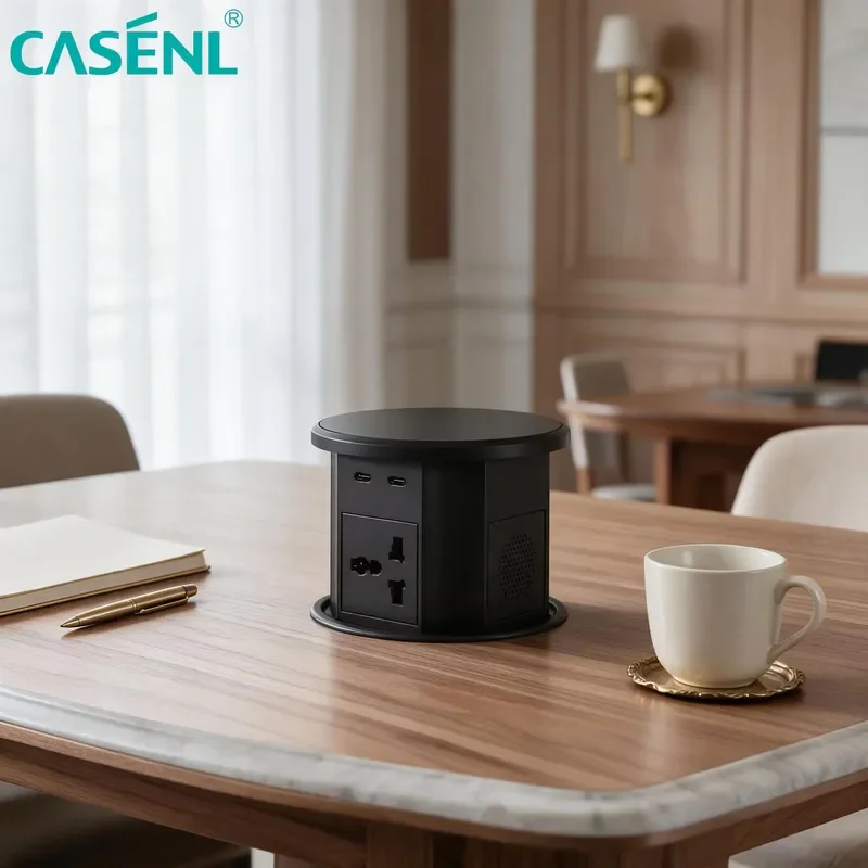 Smart WiFi Power Socket Pop up Commercial Interior Module with Electric Lift IP65 Waterproof Wireless Charging Dual USB