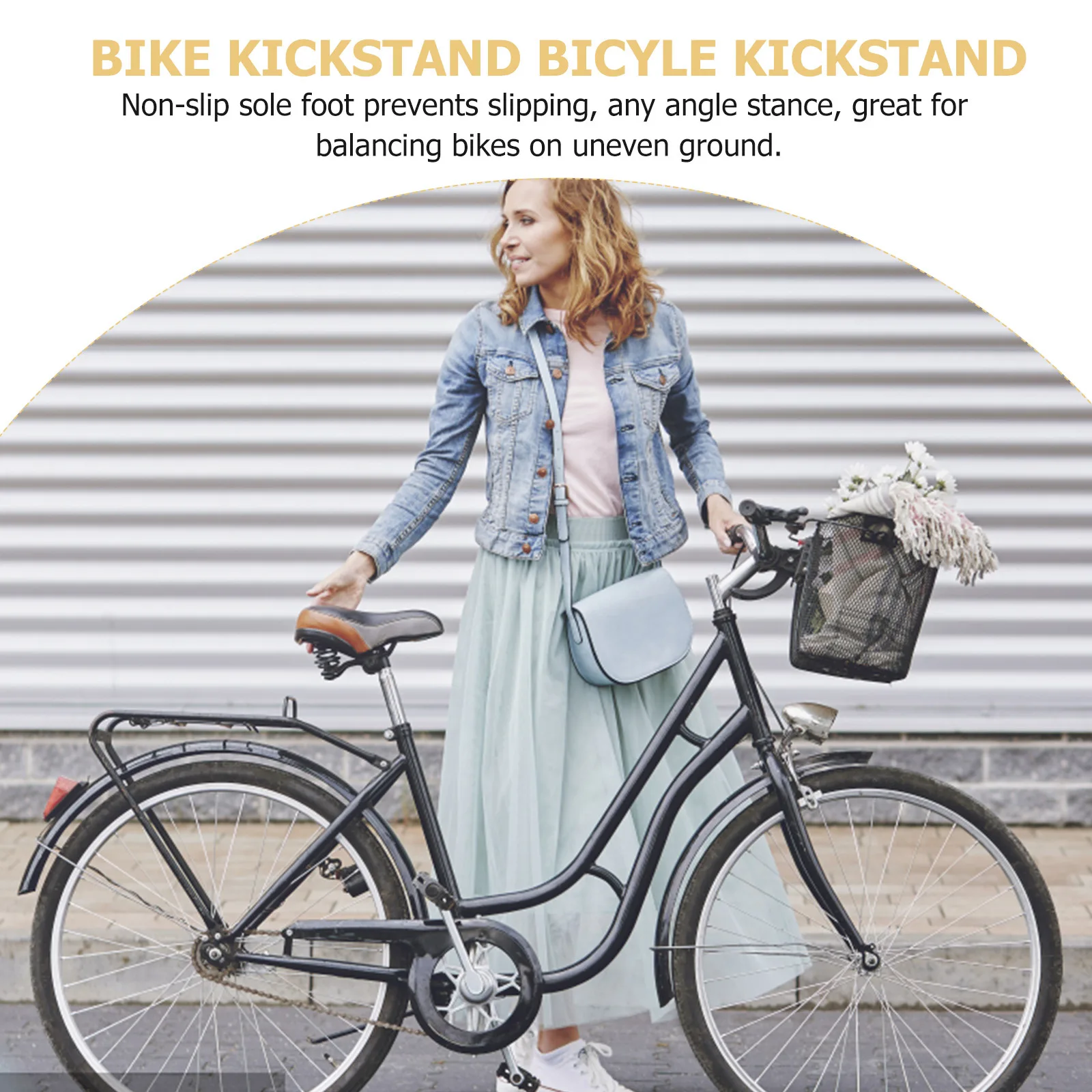 

2 Holes Bike Kickstand Bicycle Feet One Side Support Rear Mount Non Slip Spring Carbon Steel Durable Waterproof Stand Parking