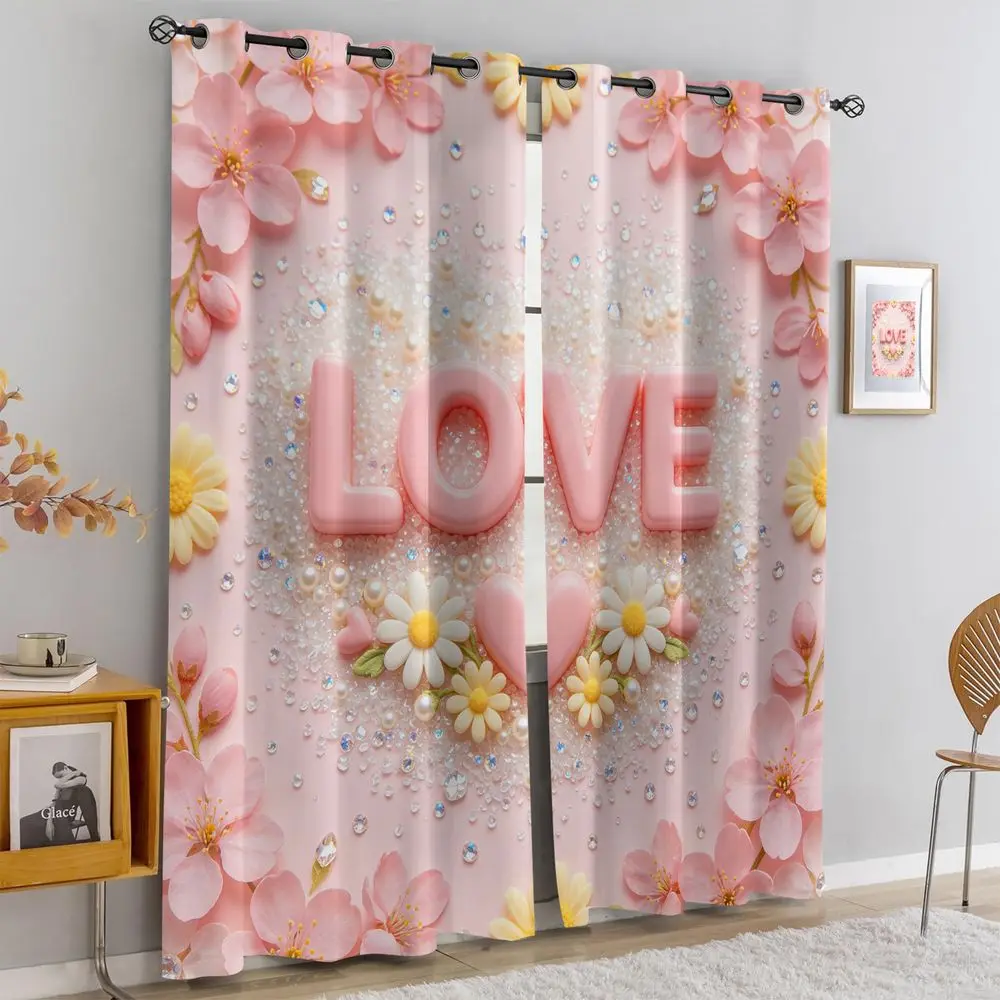 2 Panels Digital Print Floral Curtains Light Blocking 85% Darkening Drapes for Bedroom Living Room Window Home Decor