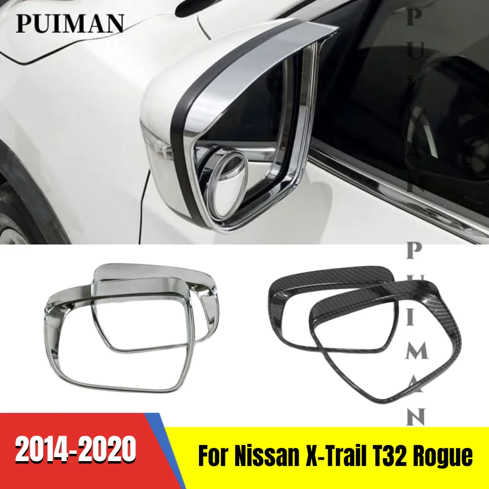 

For Nissan X-Trail XTrail T32 Rogue 2014-2020 ABS Chrome Car Rearview Mirror Cover Rain Eyebrow Frame Trim Exterior Accessories