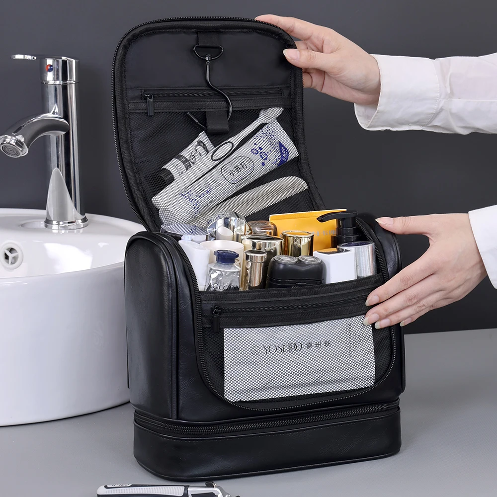 Grenzüberschreitende Business-Kulturtasche für Herren, großes Fassungsvermögen, hochwertige, multifunktionale, wasserdichte Make-up-Tasche, handgehaltene Aufbewahrungstasche – Detail 7