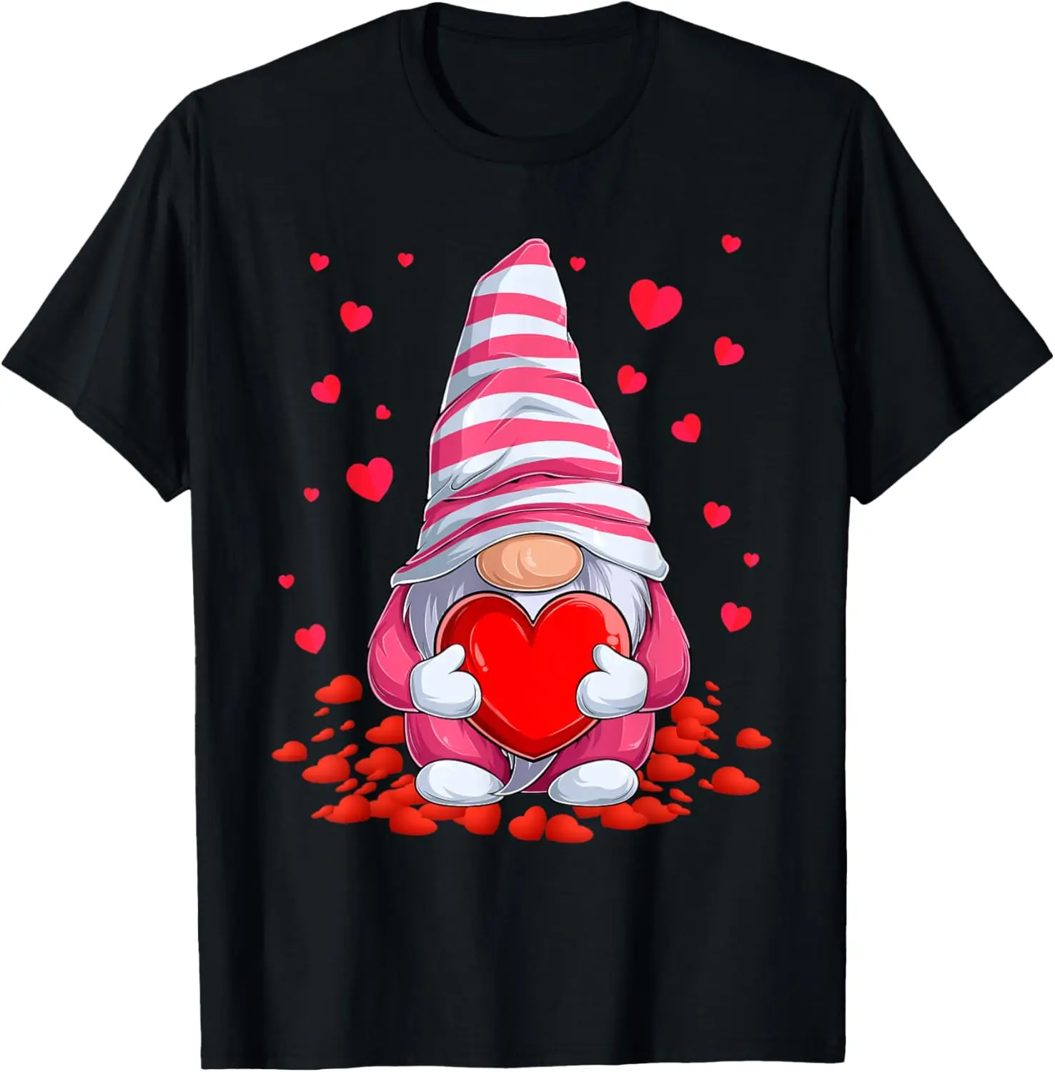 

Милый гном держит сердечки для мужчин, женщин, пар, футболка ко Дню Святого Валентина