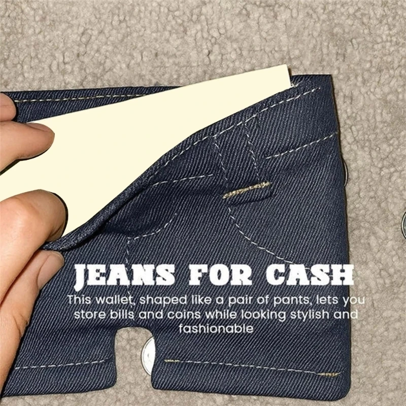 X7XC Stylish Jeans Fabric Foldable Wallet Portable Design Suitable For Festivals Daily Tasks
