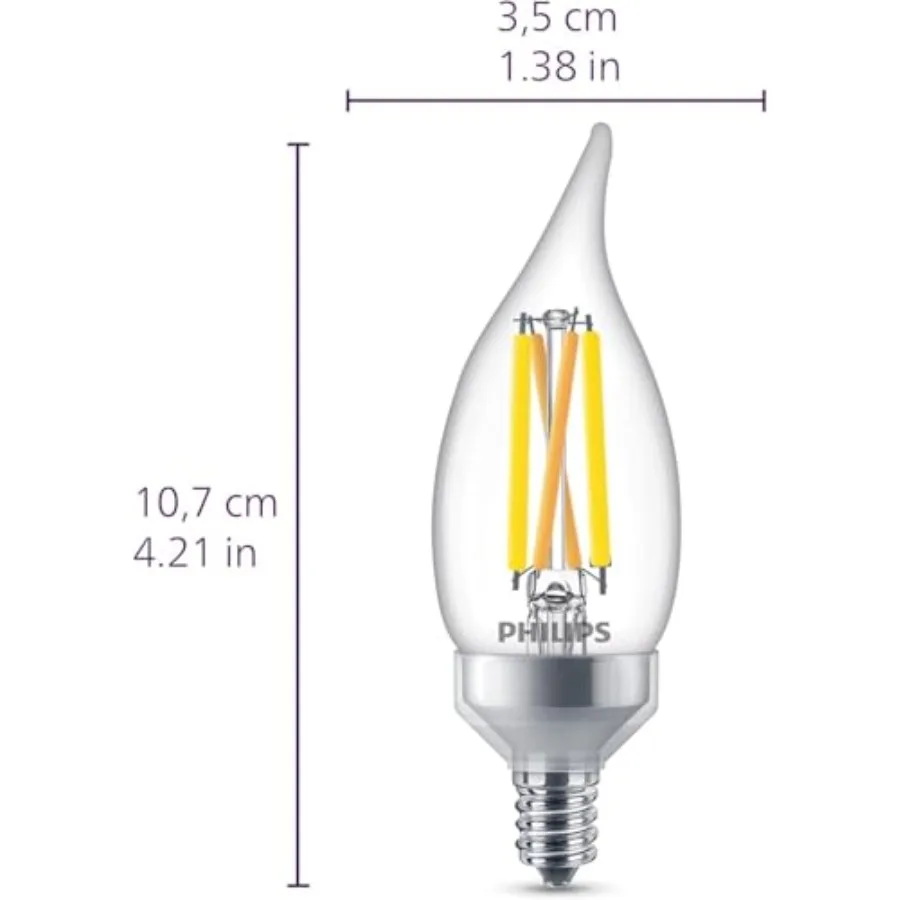 0W BA11 E12 Chandelier Bulbs Ultra Definition (5W = 0W) Dimmable Flicker-Free LED Candelabra Bulbs