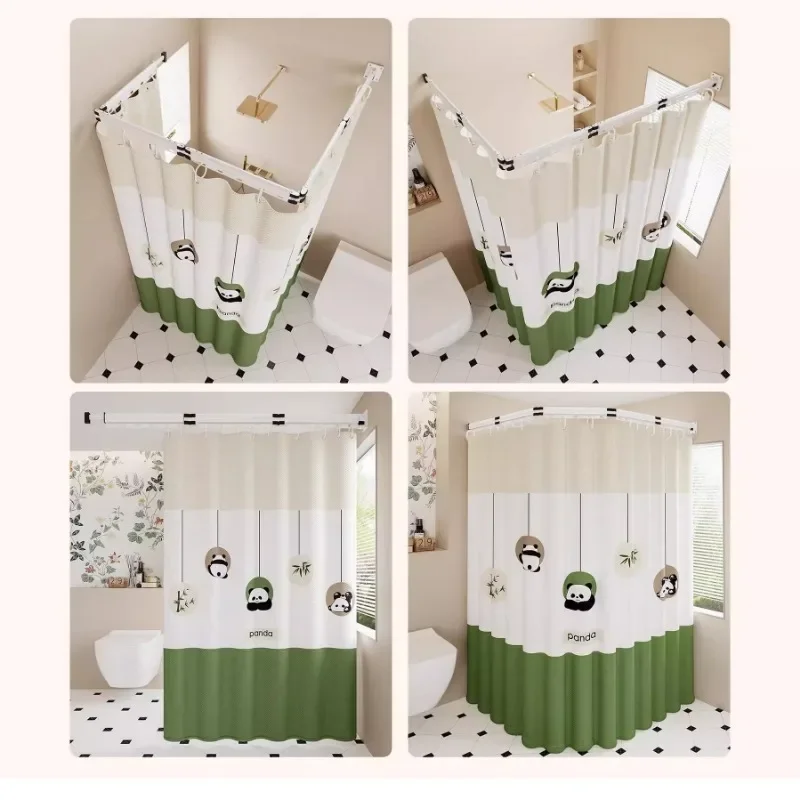 Invisible Folding Shower Curtain, Dry-wet Separation Shower Partition, no Need to Holes, Drill Bathroom Waterproof Fabric