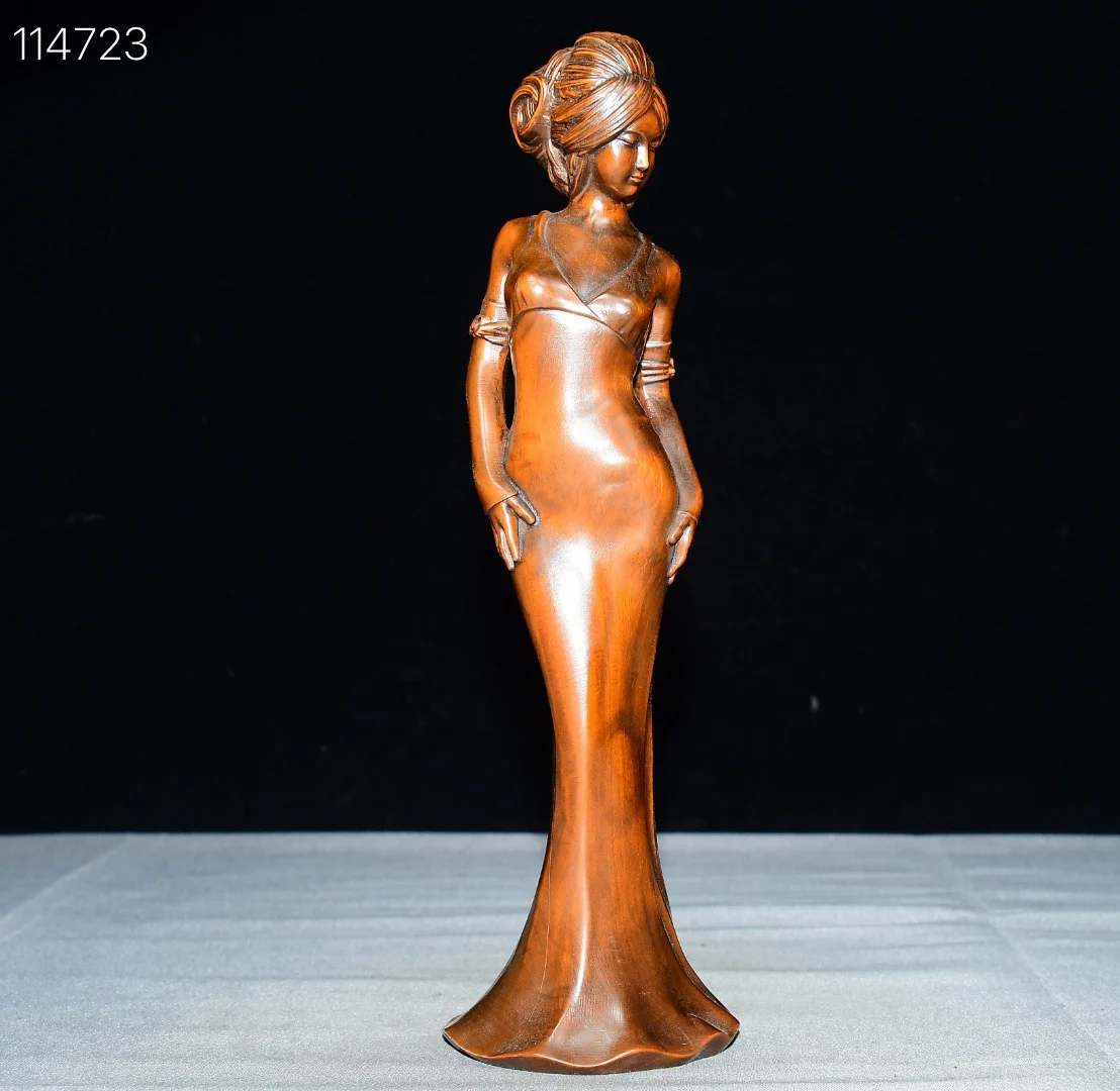 High-quality small-leaved juniper wood portrait of Empress Yang Guifei decorative item for home decoration, tabletop piece