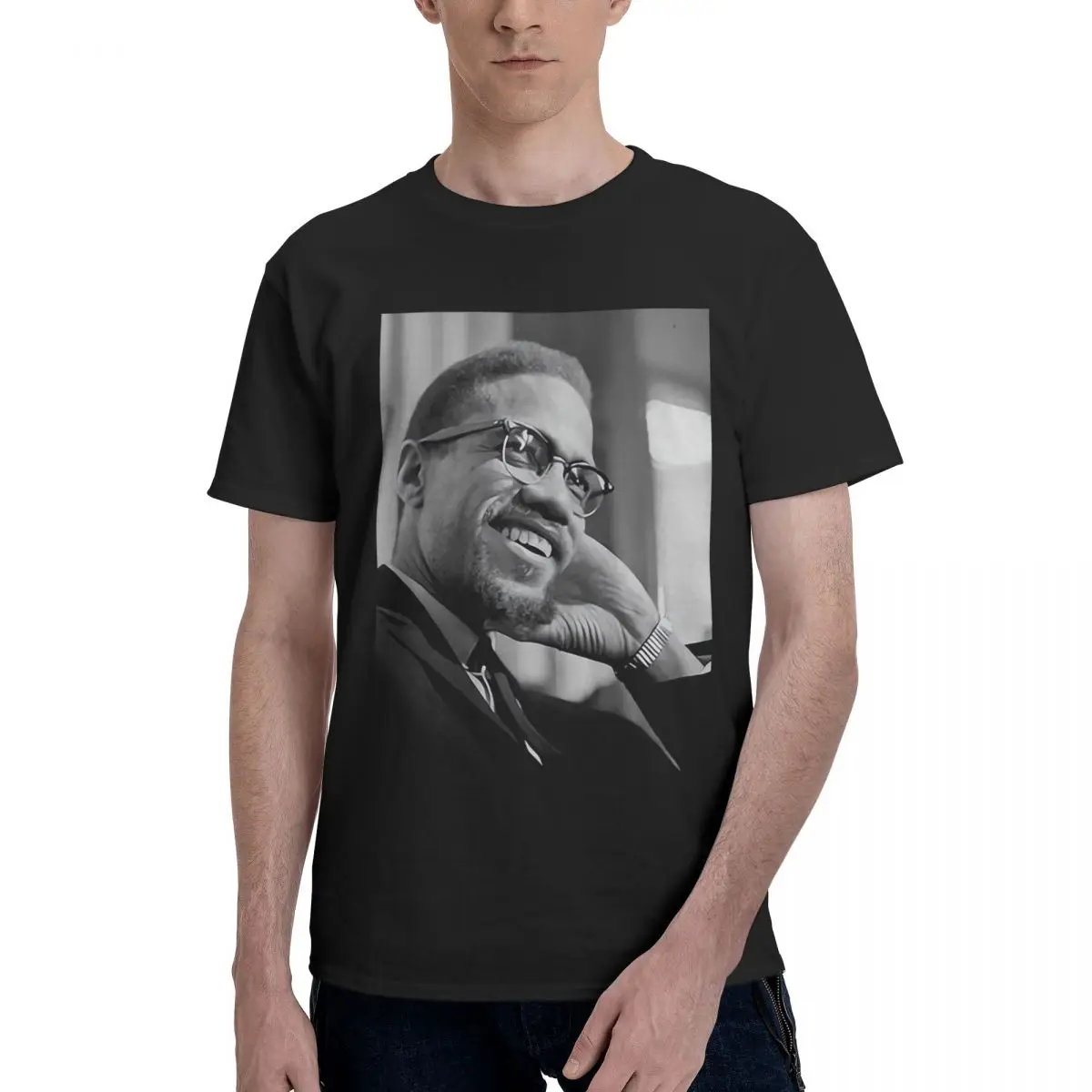 

Vintage Malcom X Smiling Interview Photo 100% Cotton Casual Breathable Confortable Kawaii Mens Designer Clothes Funny Gifts