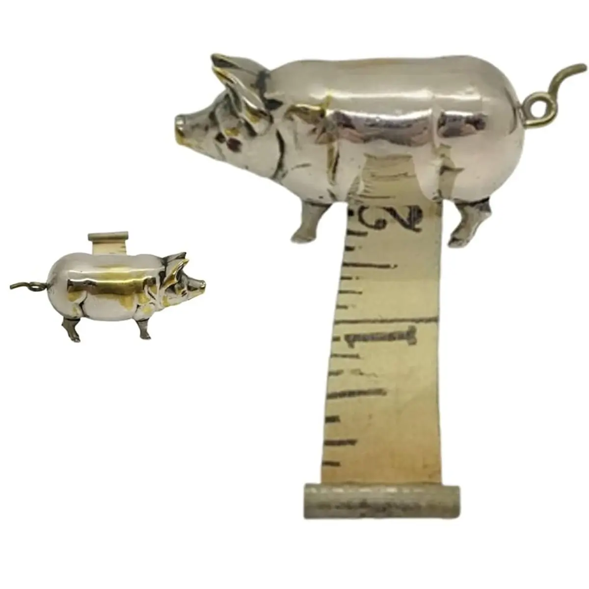 2026 New Antique-Inspired Pig Mini Tape Measure, Vintage Brass Metal Retractable Pig Soft Measuring for Sewing and Crafts