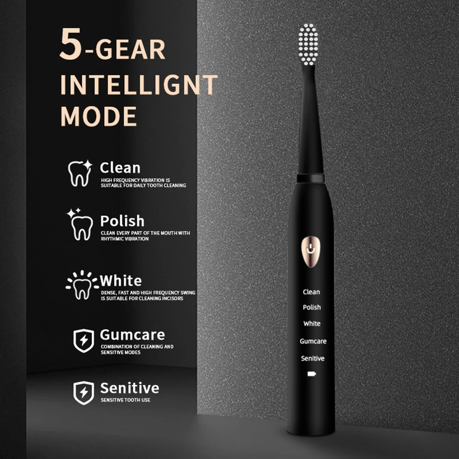 Jian Brand Sonic Electric Toothbrush Adult Electric 5 Gear Mode USB Charging Ipx7 Waterproof Sonic Electric image 2