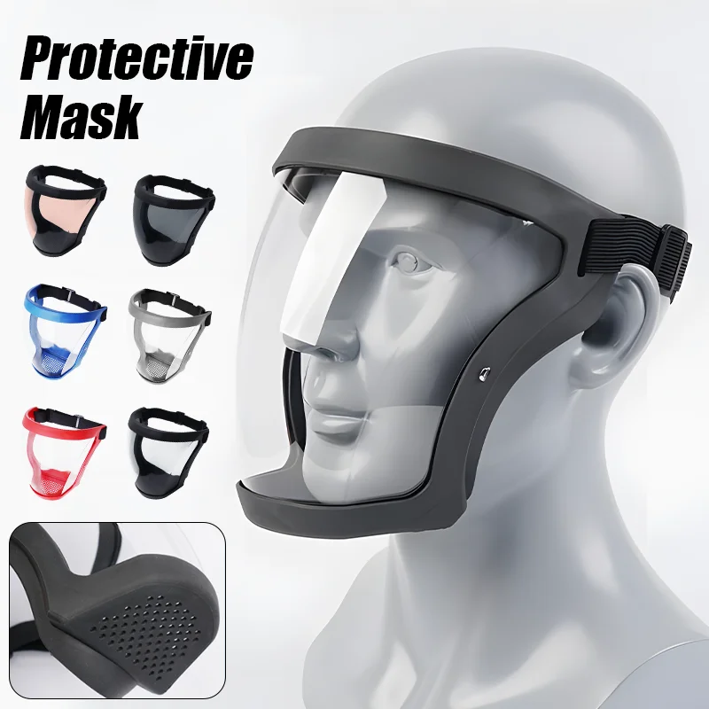 Work Protection Mask Transparent Full Face Shield Mask Reusable Face Protective Screen Anti-fog Windproof Dustproof Kitchen Tool