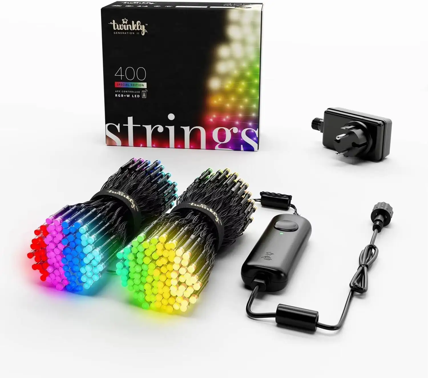 

Twinkly Strings 400LED RGB+ Blanco, Guirnalda de luces LED, LED inteligentes для внутренних и внешних помещений, совместимый с Home