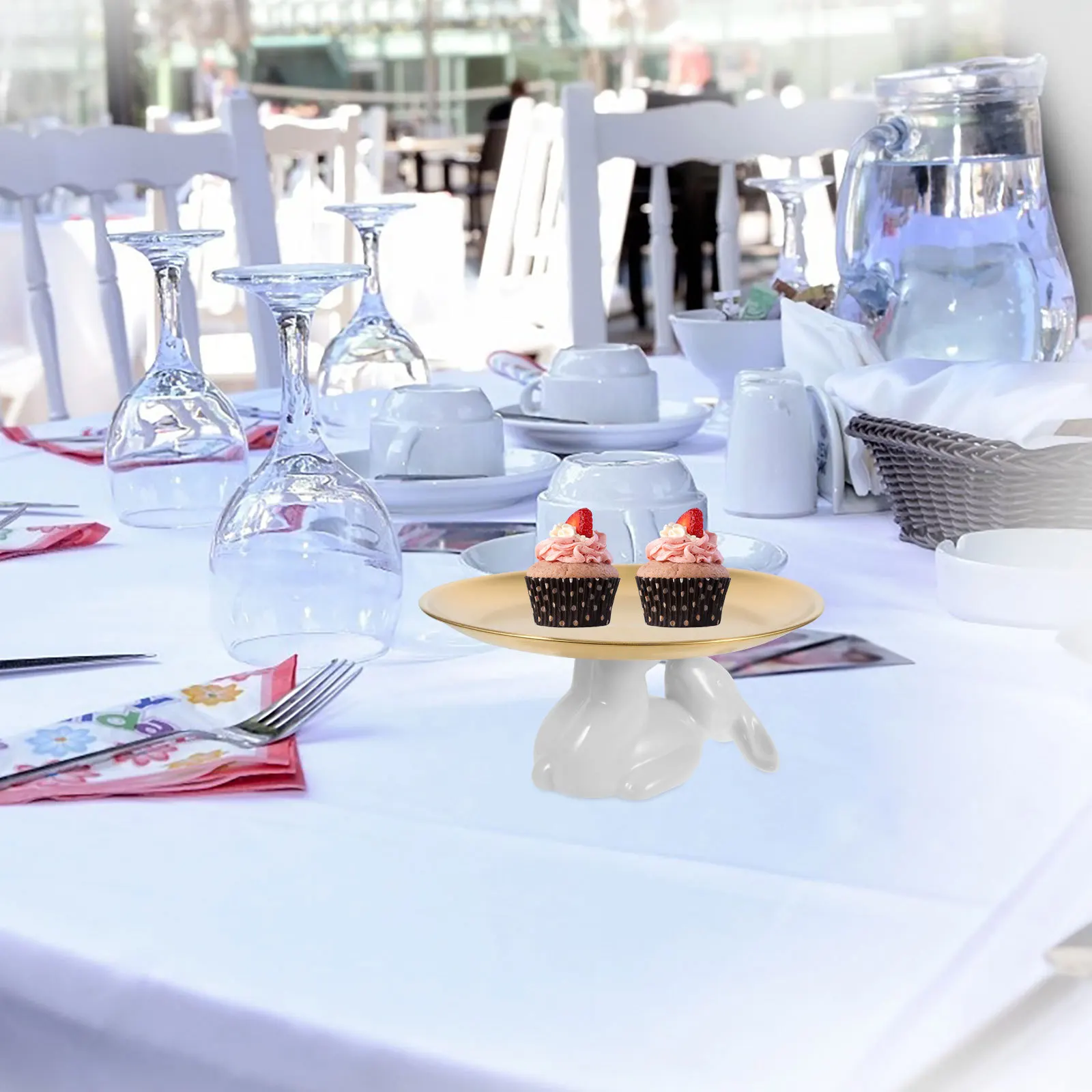 Wedding Decor Cupcake Showing Stand Bunny Dish Food Storage Tray Dessert Display Rabbit Shaped Rack