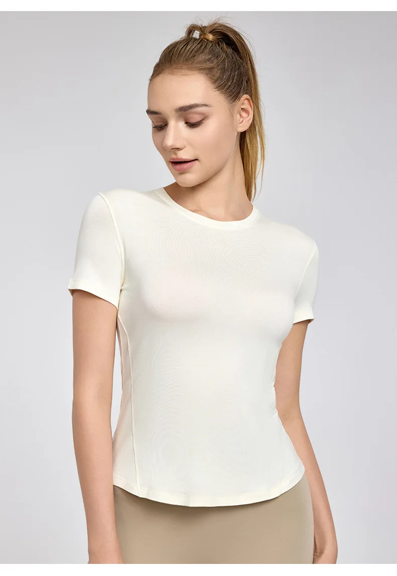 

Летняя футболка для йоги, женские топы с короткими рукавами, облегающие дышащие футболки, свободный повседневный топ для тренировок с завязкой на талии, женский