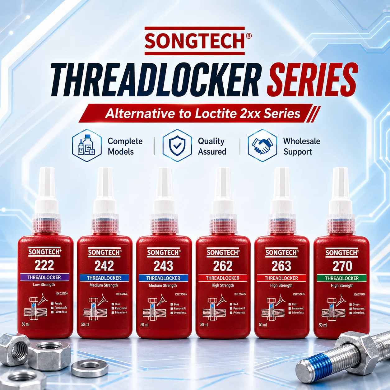 50ml SongTech Loctite 243 242 222 262 263 270 271 272 277 290 Threadlocker Screw Glue Anaerobic Adhesive Thread Locking Agent