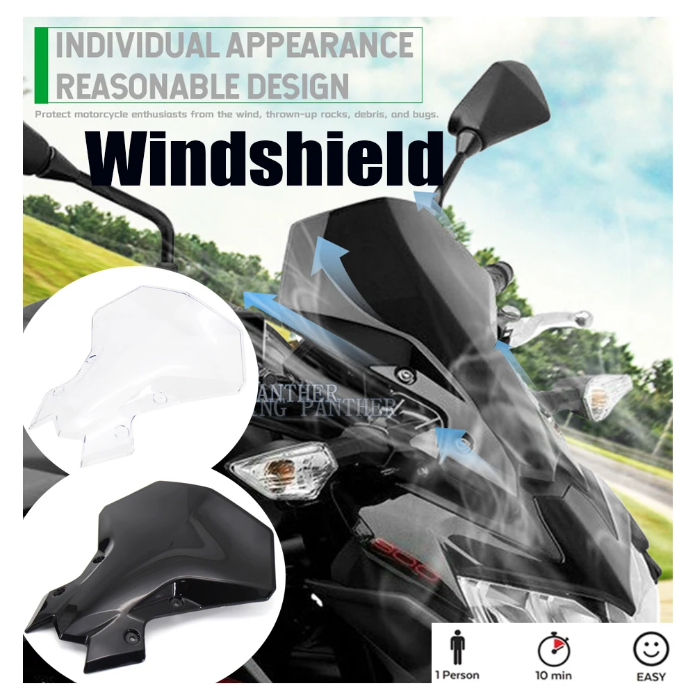 Motorcycle Windscreen Windshield Covers Screen 2 Colors Lens Motorbikes Deflector For Kawasaki Z900 Z650 2020 2021 -