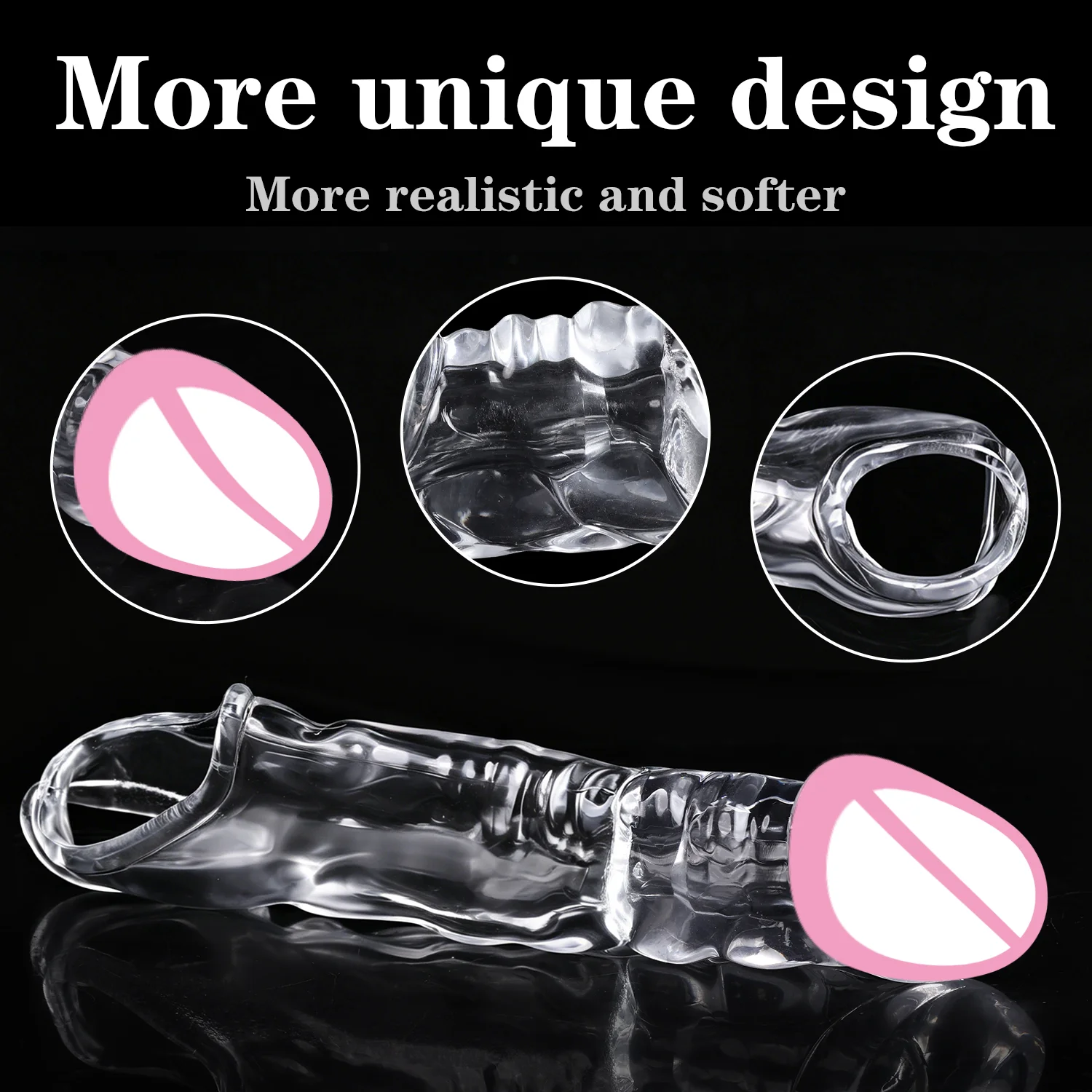 Realistic Penis Extension Cock Sleeve Reusable Silicone Penis Enlarger Delay Condoms For Men Dildo Enhancer Sex Toys - view 4