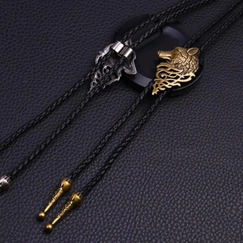 

39BD Braided Shoestring Necktie Bola-Tie Western Cowboy Necklace Accessory