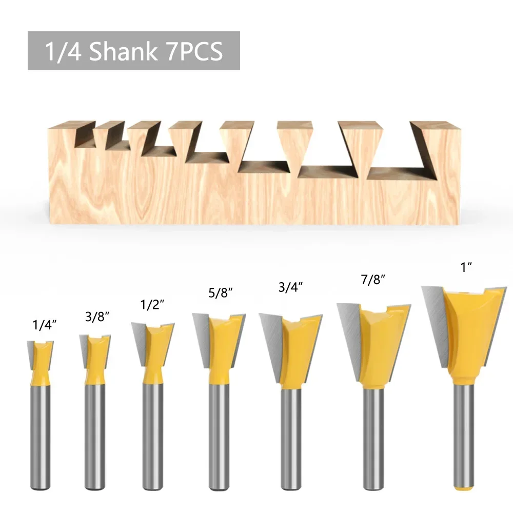 1pcs 6mm 1/4 Shank Dovetail Joint Router Bit Set 14 Degree Woodworking Engraving Bit Milling Cutter for Wood