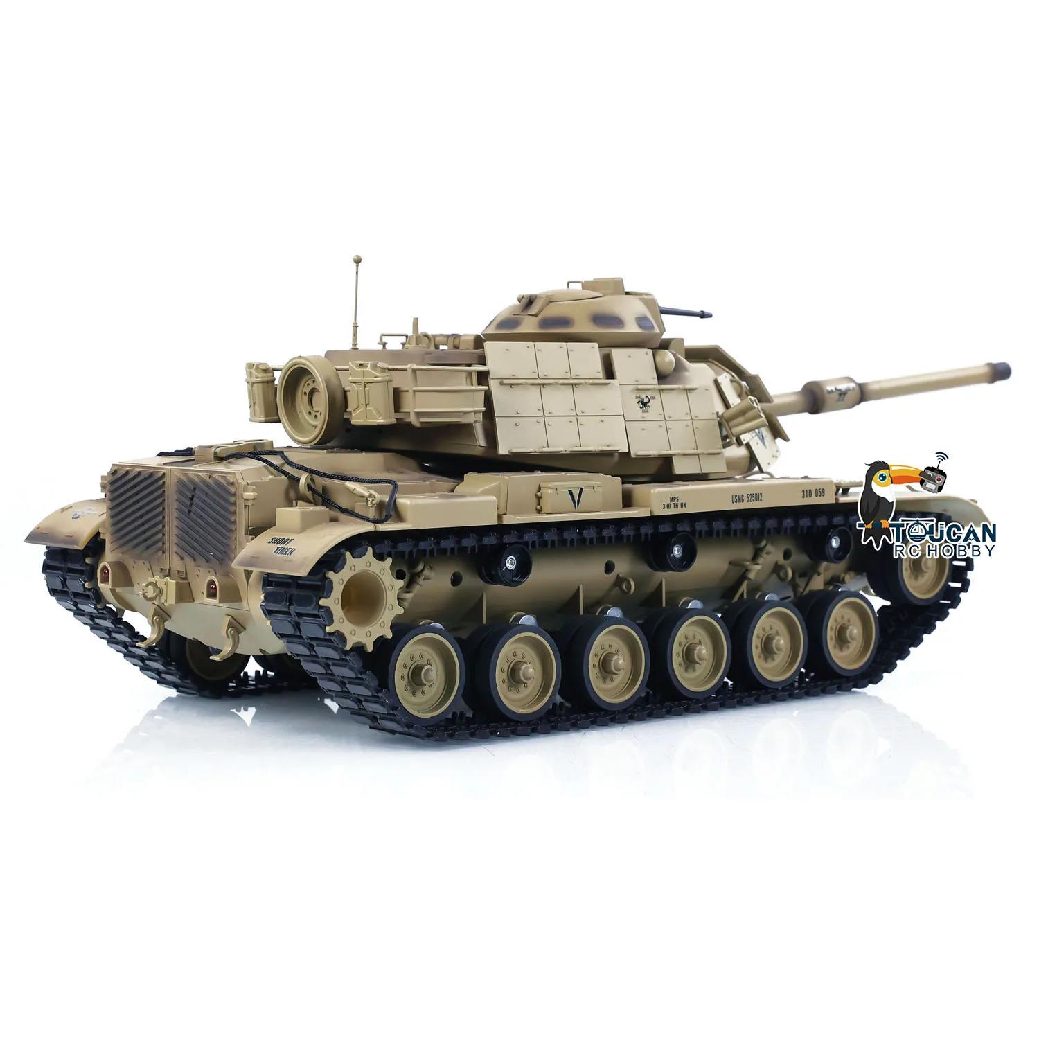 Tongde 1/16 RC Battle Tank M60A1 ERA USA BB Shooting Infrared Battle Toy RTR 320° Barrel Recoil Smoke Unit Model Toys TH23289