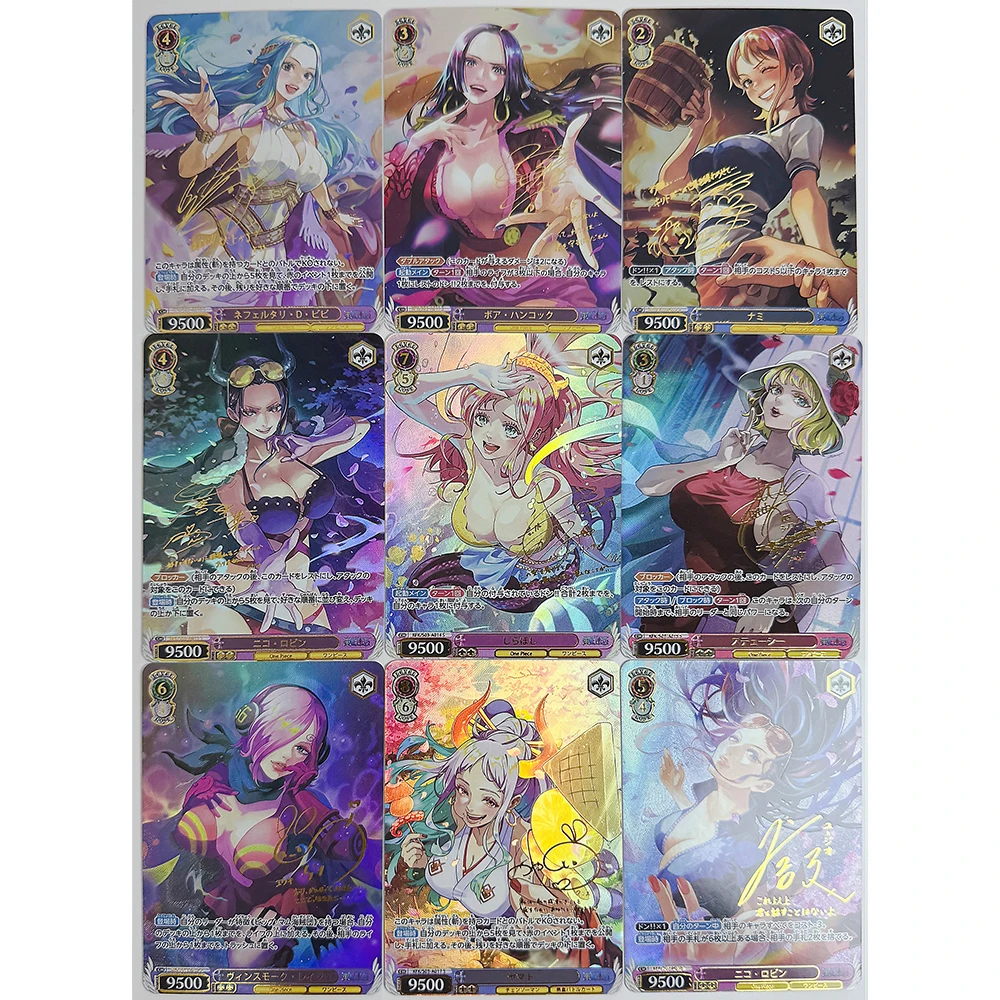 9PC/Set Anime One Piece DIY ACG Premium Flash Card Boy Games Toys Birthday Gift Collectible Card Boa Hancock Luffy Nami Zoro