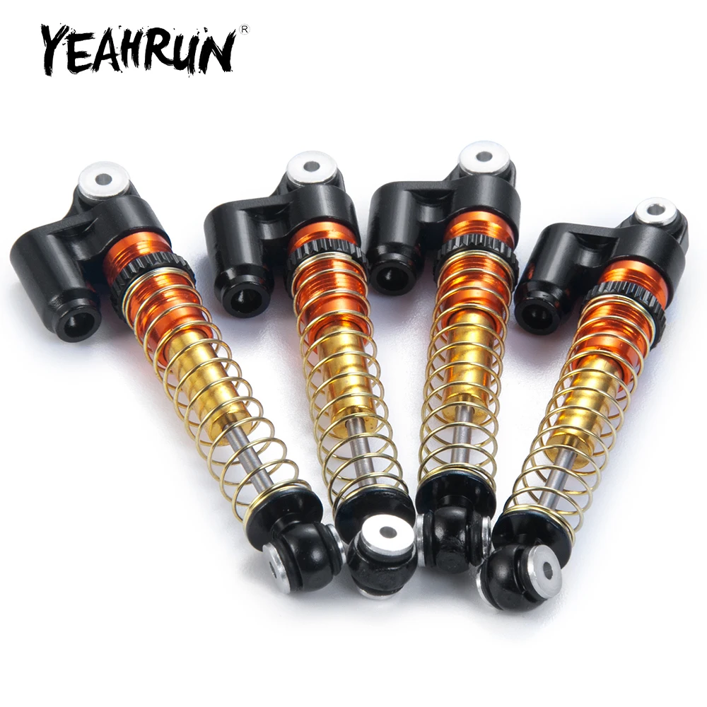 YEAHRUN 4Pcs 43mm Metal Threaded Tele Shock Absorber Damper for Axial SCX24 Deadbolt C10 Wrangler Gladiator Bronco 1/24 RC Car