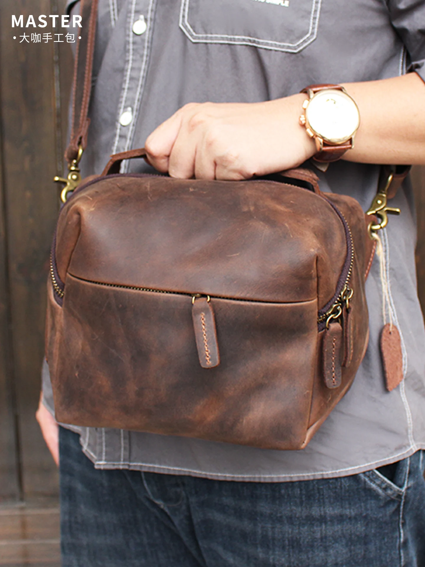 2025 ريترو قاطرة النمط البريطاني الجلود الأفقي مربع المرأة حقيبة سعة كبيرة واحدة الكتف قطري حقيبة كروس العصرية #2