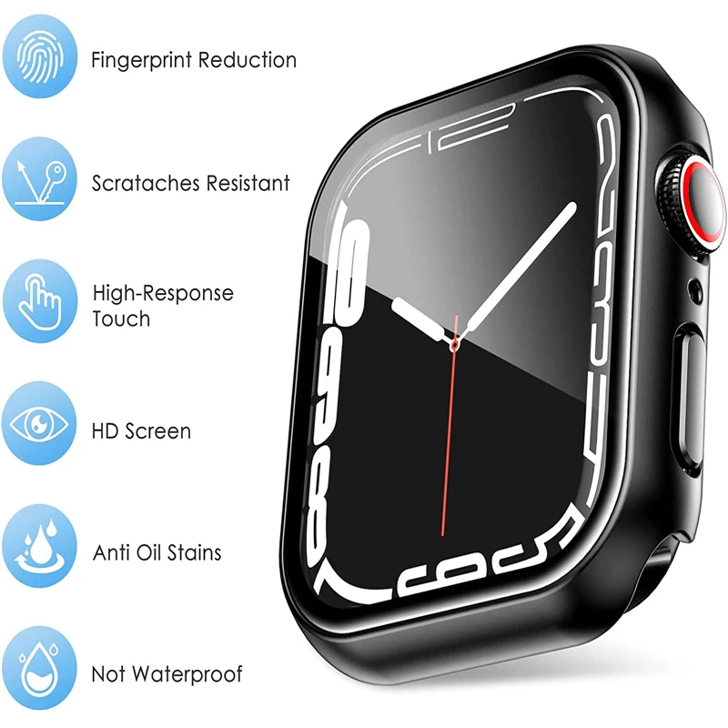 Vetro + copertura per custodia Apple Watch 8 7 6 SE 5 9 iWatch Accessorie protezione schermo Apple watch serie 44mm 45mm 40mm 41mm 38mm 42mm