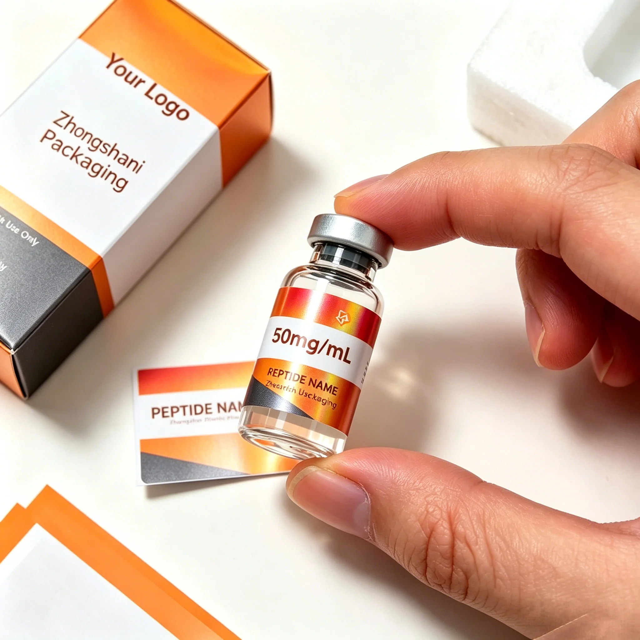 Custom Roll Pack Waterproof Brand Logo Vinyl Stickers,Identification Labels for MG Peptide Vials & Gift Boxes