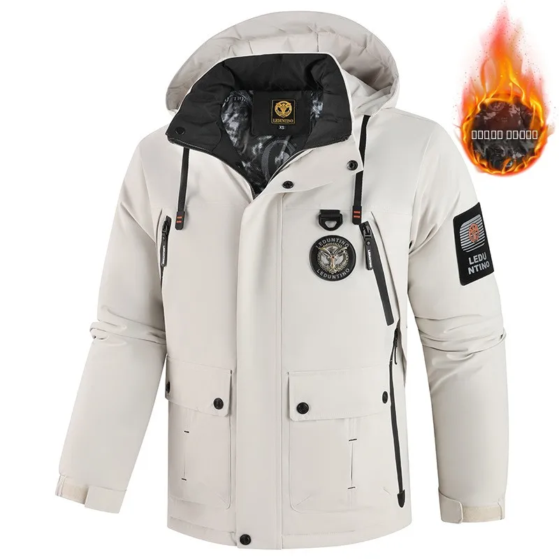 

Men's Casual Parka Jacket Hooded Fleece Lined Outdoor Coat Pure Color Loose Fit Fashion Urban Style Long Sleeve Zipper Closure