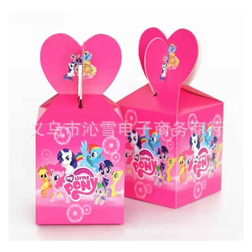 6pcs/lot Little Pony Theme Boys Favors Candy Surprise Cookie Boxes Happy Birthday Party Decoration Events Supplies