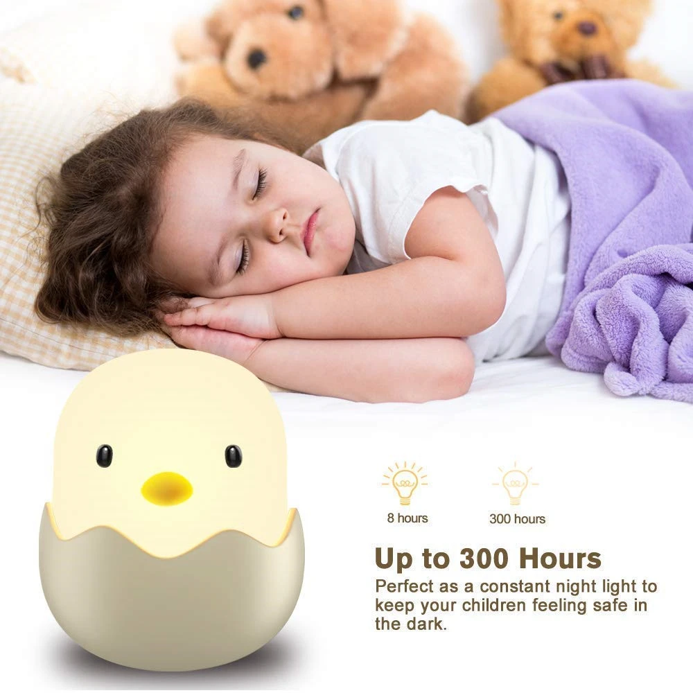 เด็กแบบใหม่ Chick Night Light Soft ซิลิโคน Baby Night Light Touch Sensor ที่สร้างสรรค์น่ารักเปลือกไข่เด็ก Lampu Tidur
